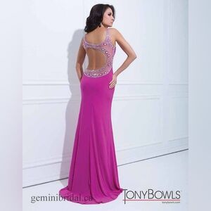 Tony Bowls Fuchsia Backless Gown